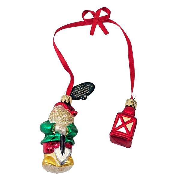 KSD Christborn Blown Glass Santa with Lantern Draped Christmas Holiday Ornament - Picture 1 of 6